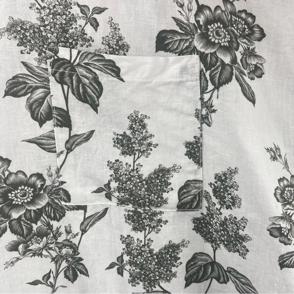 Liz Claiborne Linen Blend Floral Print Short Sleeve Boxy Top Raw Hem Size Large - Picture 9 of 10